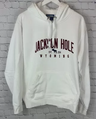 JACKSON HOLE Unisex White Hooded Hoodie Pullover Sweatshirt Size Large • $27.99