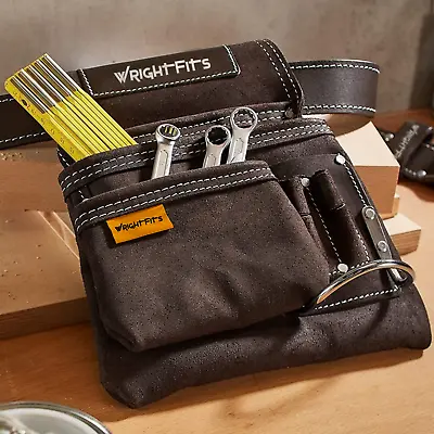 Buffalo Leather Nail And Hammer Tool Belt Work Pouch Dark Brown Tool Pouch  114 • £16.45