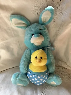 *EASTER Bunny& Chick Plush Blue Teal 13.5” Music Box Plays Tweet Tweet Song • $25