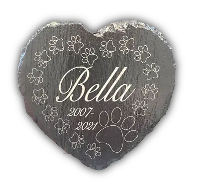 Memorial Plaque For Pet Cat Dog Slate Marker Heart Personalised Grave Stone Gift • £4.99