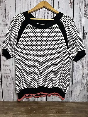 Anthropologie Moth Women’s Black/white Boho Short Sleeve Knit Sweater Size XL • $27.50