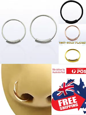 S925 Sterling Silver 22g Endless Hoop Ring Seamless Nose Ear Body Piercing 1pc  • $2.95