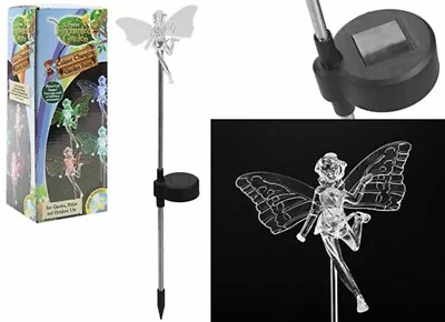 Colour Changing Solar Fairy On Stake 35cm Outdoor Garden LED Decorative Light • £7.39