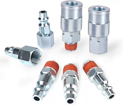 7-Piece Air Coupler And Plug Kit 1/4-Inch NPT Industrial Type D Air Quick Con • $10.98