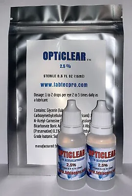 Cataract Eye Drops With 2.5% NAC (N-Acetylcarnosine) 15ml Vial 2 Pack! • $19.50