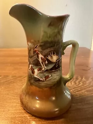 Antique Royal Bayreuth Porcelain 4 X2” Creamer Pitcher Moose And Hunting Dogs • $35