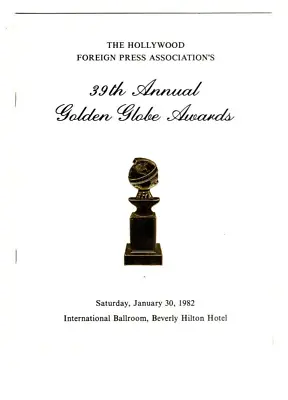 $18 • Buy 39th Annual Golden Globe Awards Program - 1982 Vintage