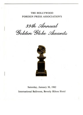 $18 • Buy 39th Annual Golden Globe Awards Program - 1982 Vintage