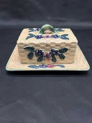 Majolica Covered Butter Dish Occupied Japan Vintage • $24.95