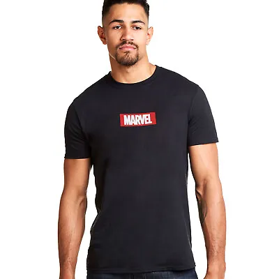 Official Marvel Mens Box Logo T-shirt Black S - XXL • £13.99