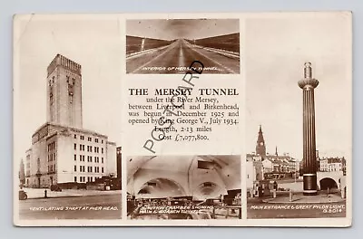 Postcard UK Liverpool The Mersey Tunnel Multi View. RP Valentines. Posted  (G4) • £6.99