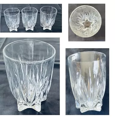 VINTAGE Federal Whiskey Glasses 8 Oz. STAR CLEAR 3-Piece Set  U.S.A. • $24.88