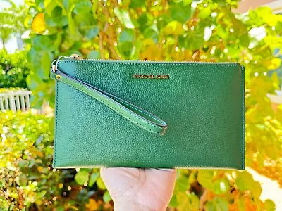 Michael Kors Jet Set Travel Large Clutch Leather Wristlet Fern Green • $69.80