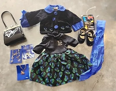 Vintage My Disney Girl Doll Holiday Dress & Accessories -Black & Blue  • $32