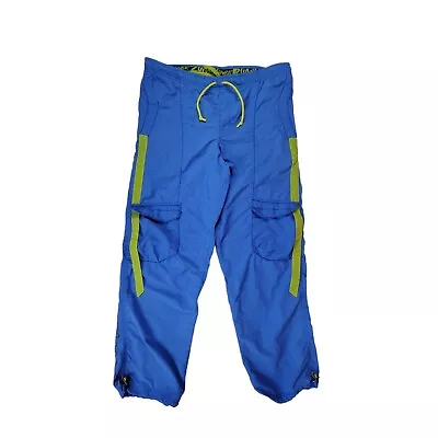 ZUMBA Cargo Pants DANCE FITNESS Blue Size Small Converts To Capris • £28.70