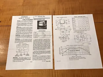 SHURE BROTHERS MODEL 812 MAGNETIC WIRE RECORDING HEAD Data Specifications Sheet • $15.99