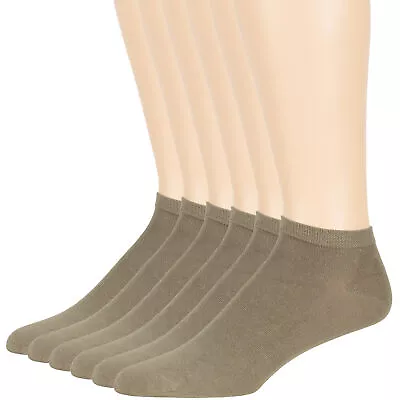 Men's Bamboo Seamless 6 Pack Moisture Wicking Thin Ankle Socks Large 10-13 Khaki • $19.99