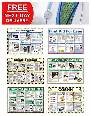 £24.05 • Buy First Aid Laminated Health & Safety Posters A2 Landscape Durable Hazard Sign
