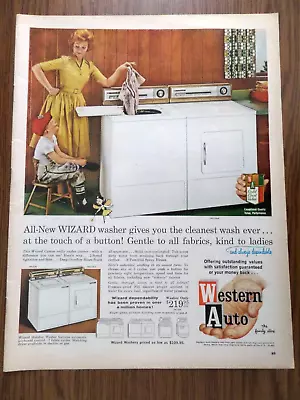 1962 Western Auto Ad  Wizard Washer Dryer Ad • $3