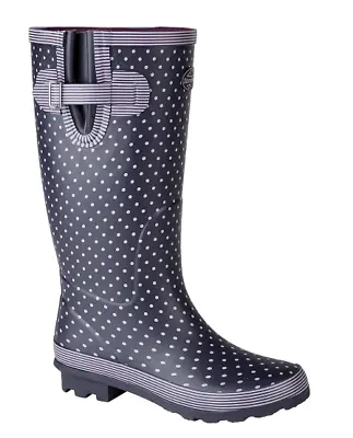£27.99 • Buy Stormwells Ladies Womens Spotty Rubber Wellington High Welly Gusset Boot W404M