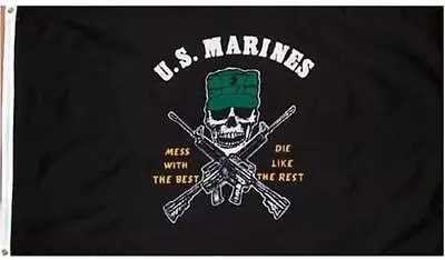 US Marines Mess With The Best Flag 3x5ft US Marine Corps USMC Marines Skull • $9