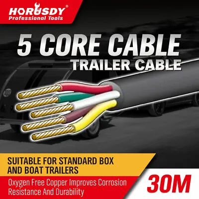 30M X 5 Core Wire Cable Trailer Cable Automotive Boat Caravan Truck Coil V90 PVC • $41.99