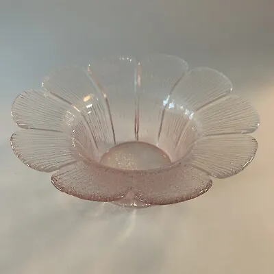 Viking Glass Pink Flower Petal Textured Vase Bowl 3.25  • $30