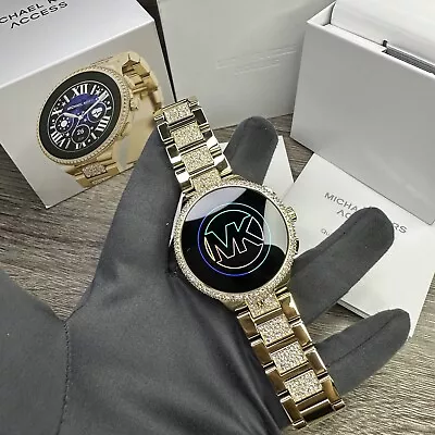 NEW✅ Michael Kors Gen 6 Camille Pave Crystals Gold Tone Smartwatch MKT5146 • $329.99