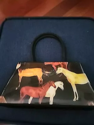 Angela Frascone Purse Handbag Black With Horses Good Condition  • $33.99