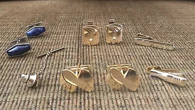 (3) Sets Vintage Mens Cuff Link & Tie Tack Assorted Lot Gold Tone/Silver Tone • $7.99