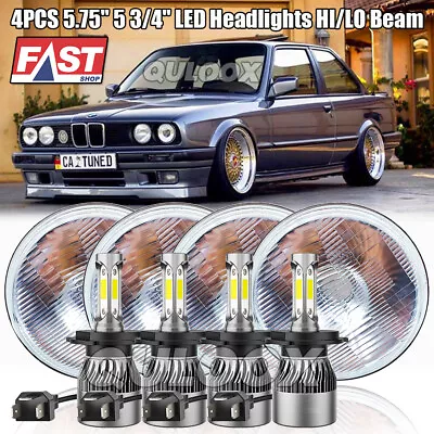 4PCS 5-3/4 5.75  LED Headlights Hi/Lo Beam Amber DRL For BMW 325i 528i 535i E30 • $123.99