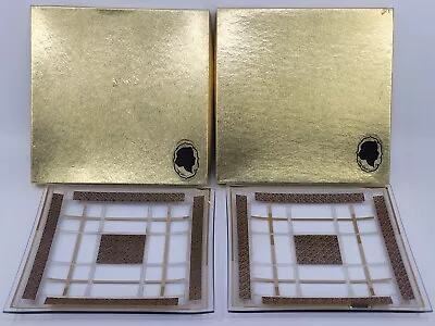 Vintage Mid Century Modern 12k Gold Cameo Glass Plate Lot X2 7¾ X7¾ Antique  • $44.99