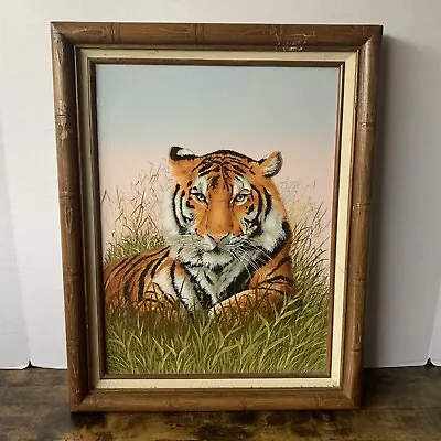 Original Bengal Tiger Oil Painting Signed Casandra Carson Frame 19x15x1.5” • $279