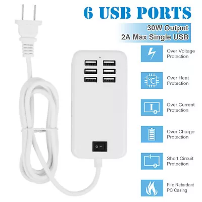 6 USB Hub Multi Port Charger Desktop Wall Fast Charging Station AC Power Adapter • $14.47