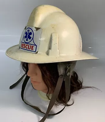 VINTAGE MSA - Rescue EMT Firefighter White Helmet  CAPTAIN  • $49.99