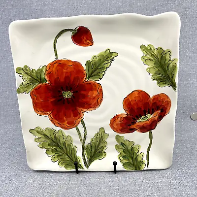 Maxcera Ceramic Square Platter  Red Poppies  Pattern 11  • $29.75