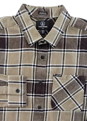 NEW Volcom Mens Caden Button Up Plaid Flannel Shirt Size Medium L/S Modern Fit • $34.95