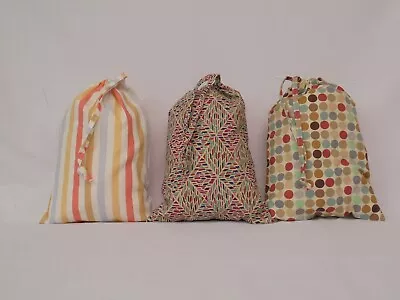 Poly Cotton 'Stripe Aztec Polka Dots' Design Drawstring Bags • £1.99