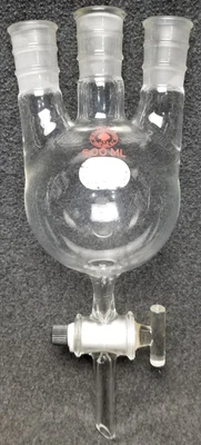$79.97 • Buy Ace Glass 500mL 24/40 Vertical 3-Neck Round Reaction Flask W/ Bottom Outlet