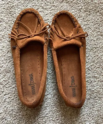  Minnetonka Moccasins Women’s 402 Kilty Hard Sole Suede Slip On Size 7🌸 • $25