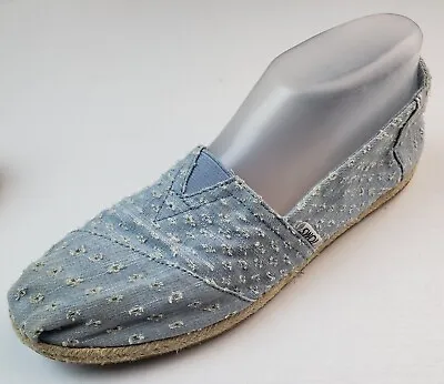 Toms Women's Size US 9.5 Light Denim Blue Distressed Alpargata Loafer Flats • $17.60