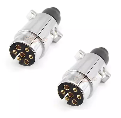 2x Aluminium Trailer Plug 7 Pin Round Metal MALE ADAPTER CONNECTOR TRUCK CARAVAN • $17.90