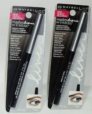2 MAYBELLINE Master Drama Eyeliner Cream Pencil Bold 24hr Wear MADE OF STEEL NIP • $7.99