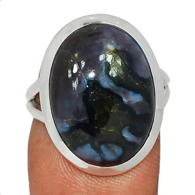 Natural Mystic Merlinite Crystal - Madagascar 925 Silver Ring S.8 CR40341 • $16.99