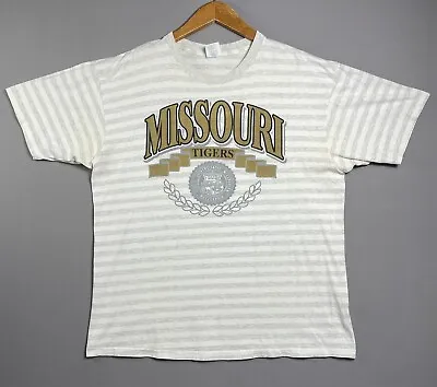 Vintage 80s 90s Belton Missouri Tigers T Shirt Sz XL Football Striped Distress • $12.50