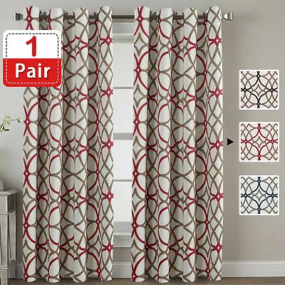 1 Pair Curtains Blockout Eyelet Living Room Curtains For Bedroom Soft And Thick • $50.95