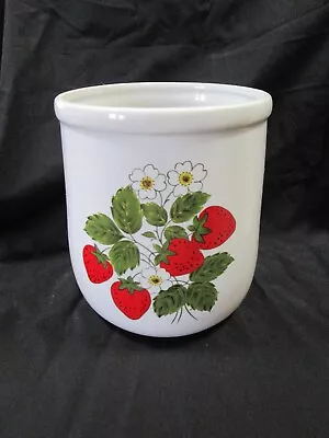 Mccoy Usa ~ Strawberry Country ~ #133 ~ Canister ~ No Lid ~ Utensil Crock ~ Euc • $34.95