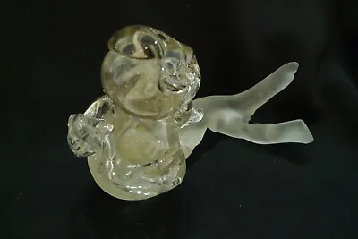 Crystal Art Glass Frosted Lounging Mermaid With Heart Excellent Condition • $54