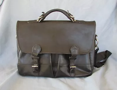 Mulholland Brothers Anglers Bag Black Leather Briefcase Made I USA FREE SHIPPING • $134.95