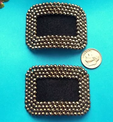 CUT STEEL SHOE CLIPS Buckles GOLD Tone Riveted France  Victorian Vintage • $9.50